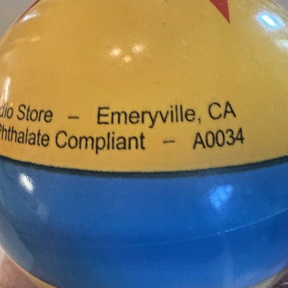 Disney Pixar Studio Store Toy Story Luxo Ball Yellow Red Star Blue Stripe Toy 4